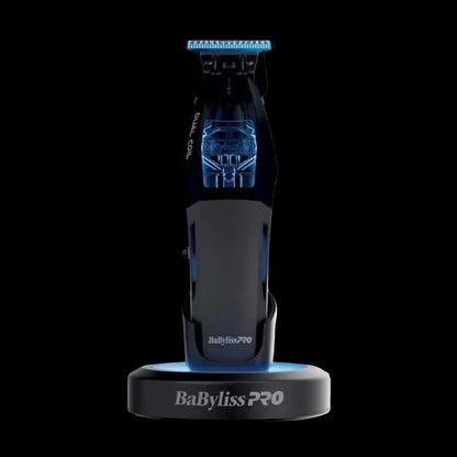 BaBylissPRO FX95T Dual-Coil Motor Trimmer front view black and base