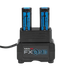 BaByliss Pro FX ONE battery charger with two blue batteries on a light gray background