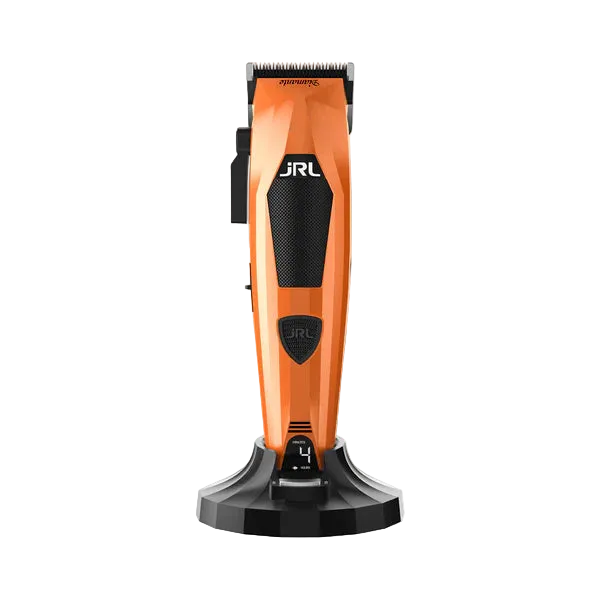 Orange and black hair trimmer with JRL branding on a white background