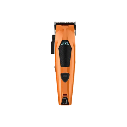 Orange and black hair clipper on a white background