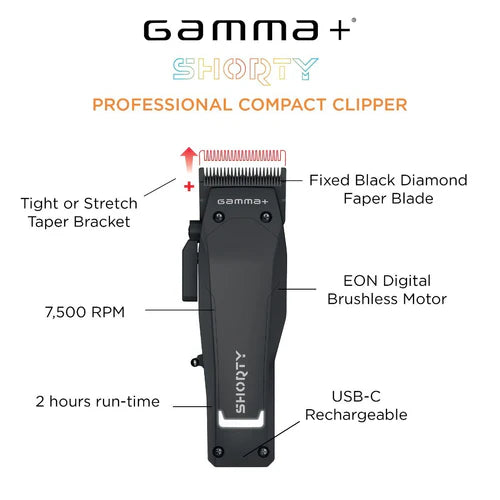 Gamma+ Shorty Cordless Hair Clipper with EON Digital Motor