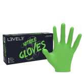 Green nitrile gloves with Level 3 packaging 
