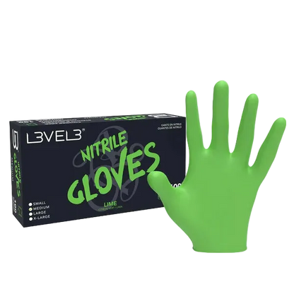 Green nitrile gloves with Level 3 packaging 