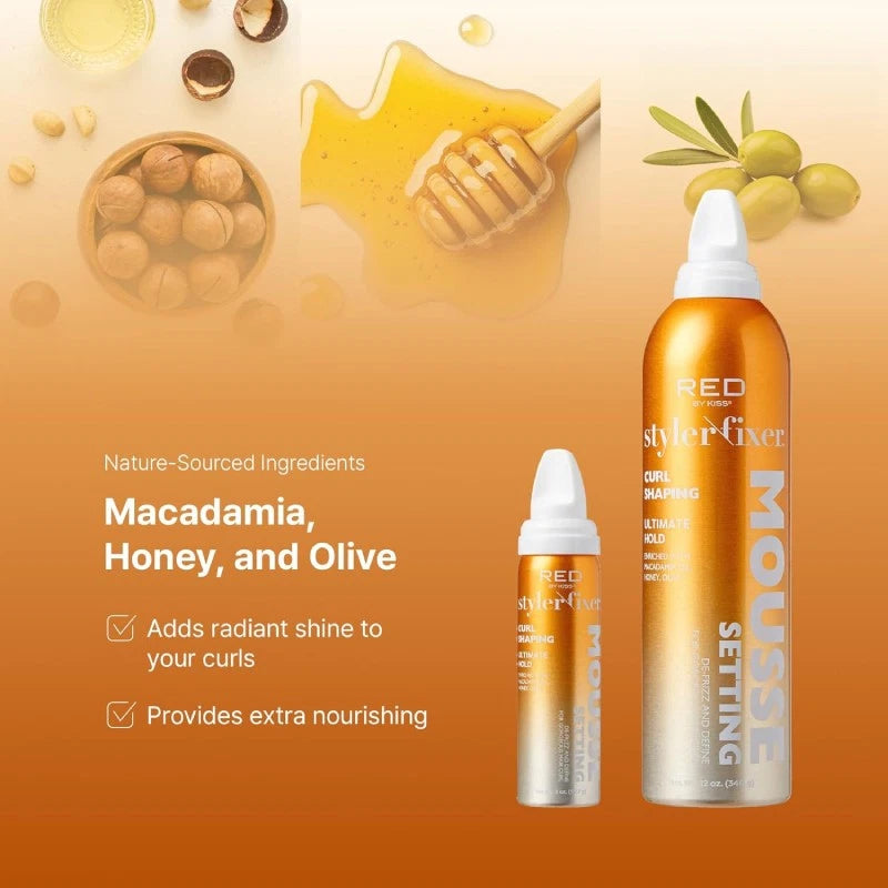 Mousse Curl Shaping Red by Kiss Setting 12oz