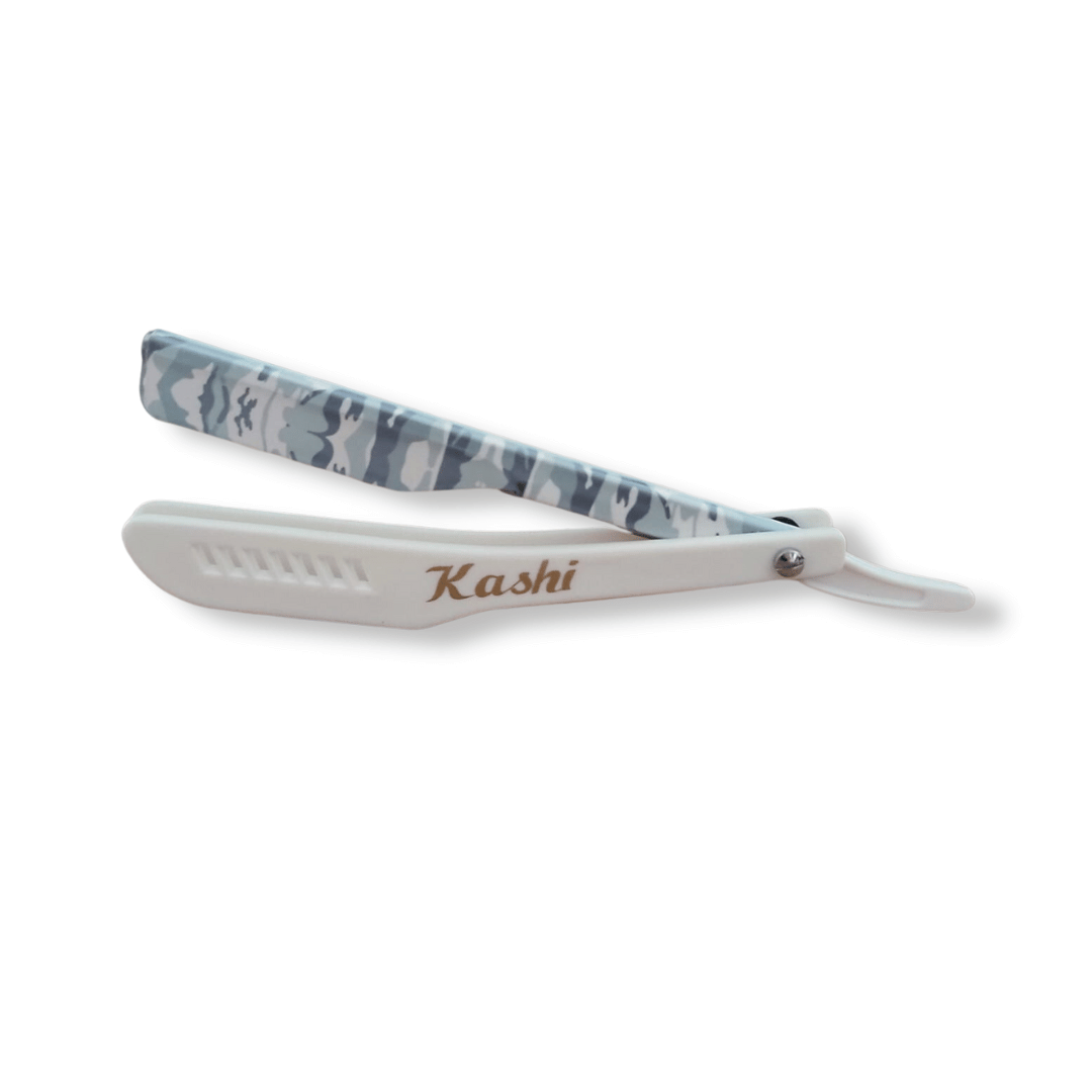 Kashi RW-130C  Straight Razor Blade  White and  Camo print  Color