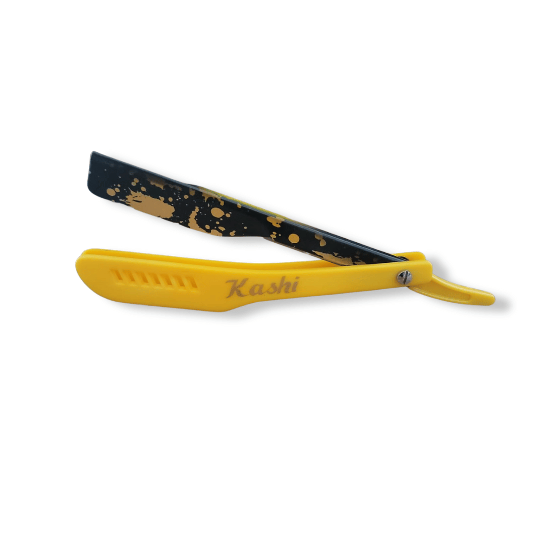 Kashi RY-130C  Straight Razor Blade  Yellow and print  Color