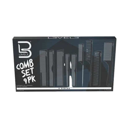Box of 9-piece comb set with &