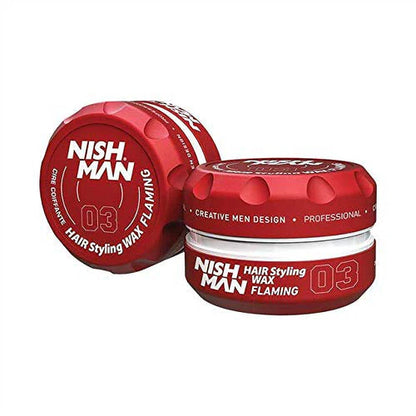 Nishman 03 Flaming Cherry Red Strong Hold Light Shine Styling Wax - Mango Fruit barber usa