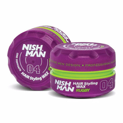 Nishman 04 Cera de Peinado con Sujeción Flexible y Alto Brillo para Rugby - Escobar (150ml/5oz)