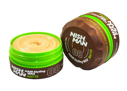 Nishman 08 Cera de Peinado Mate de Fijación Alta y Brillo Bajo - Vainilla Oscura (150ml/5oz)