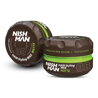 Nishman 08 Matte High Hold Low Shine Styling Wax Dark Vanilla 150ml