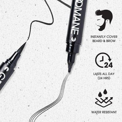 GROOMANE Pluma y Cepillo Impermeables de Doble Punta para Rellenar Barba