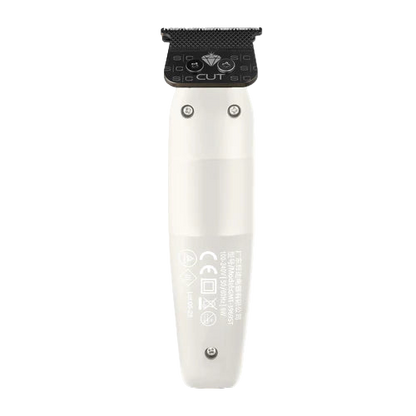 Hair trimmer with black top and white handle 