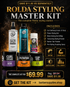 Rolda Styling Master Kit bundle — curl cream, two styling gels, texturizing powder, barber talc and sculpting spray