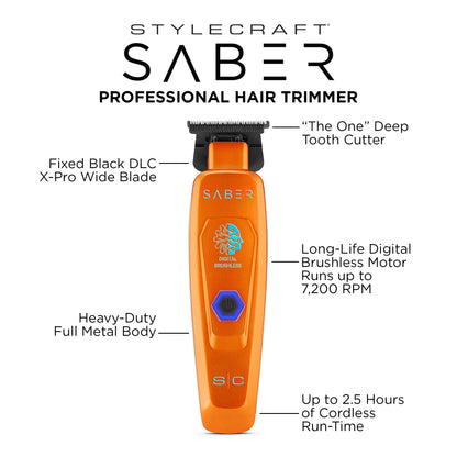 StyleCraft Saber SC421O orange trimmer features infographic