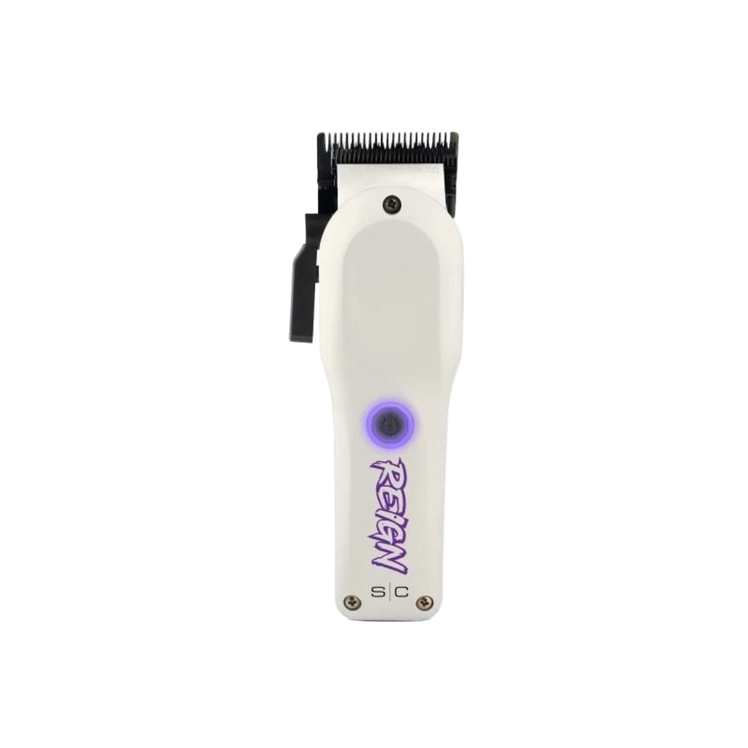 White hair clipper with purple logo front