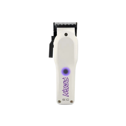 White hair clipper with purple logo front