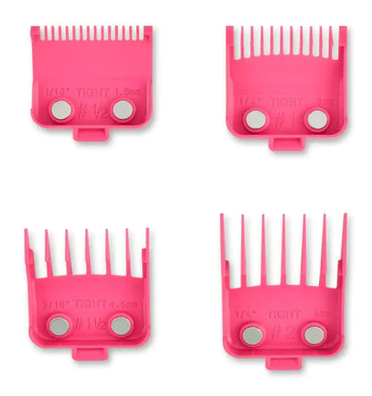 StyleCraft TIGHT GUARDS Set of 4 Double Magnetic Clipper Blade Attachments - Pink (4 Pack)