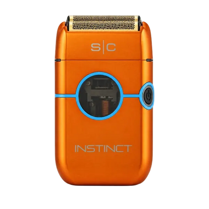 StyleCraft Instinct Metal Edition Orange SC8O7O cordless double foil shaver with gold titanium foil head
