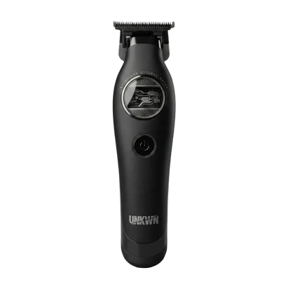 UNKWN Vortex Cyclone UNK1T black cordless trimmer front view with T-blade