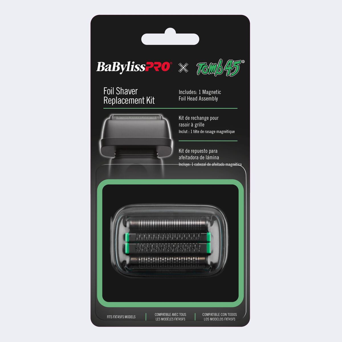 BaBylissPRO x Tomb45 replacement foil head FXT45RF2 in retail packaging, front
