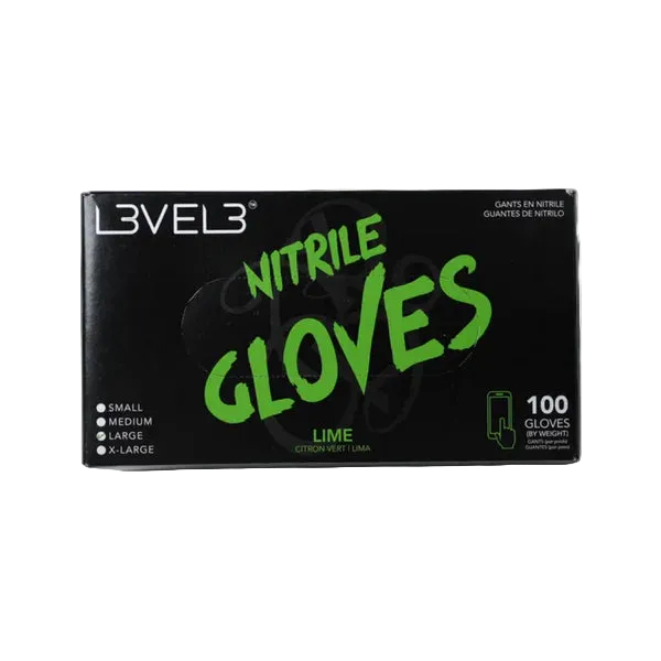Box of Level 3 Nitrile Gloves with green text 