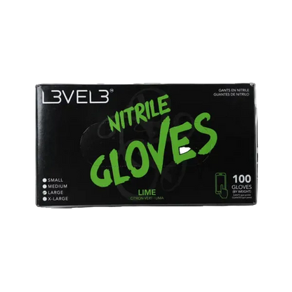 Box of Level 3 Nitrile Gloves with green text 