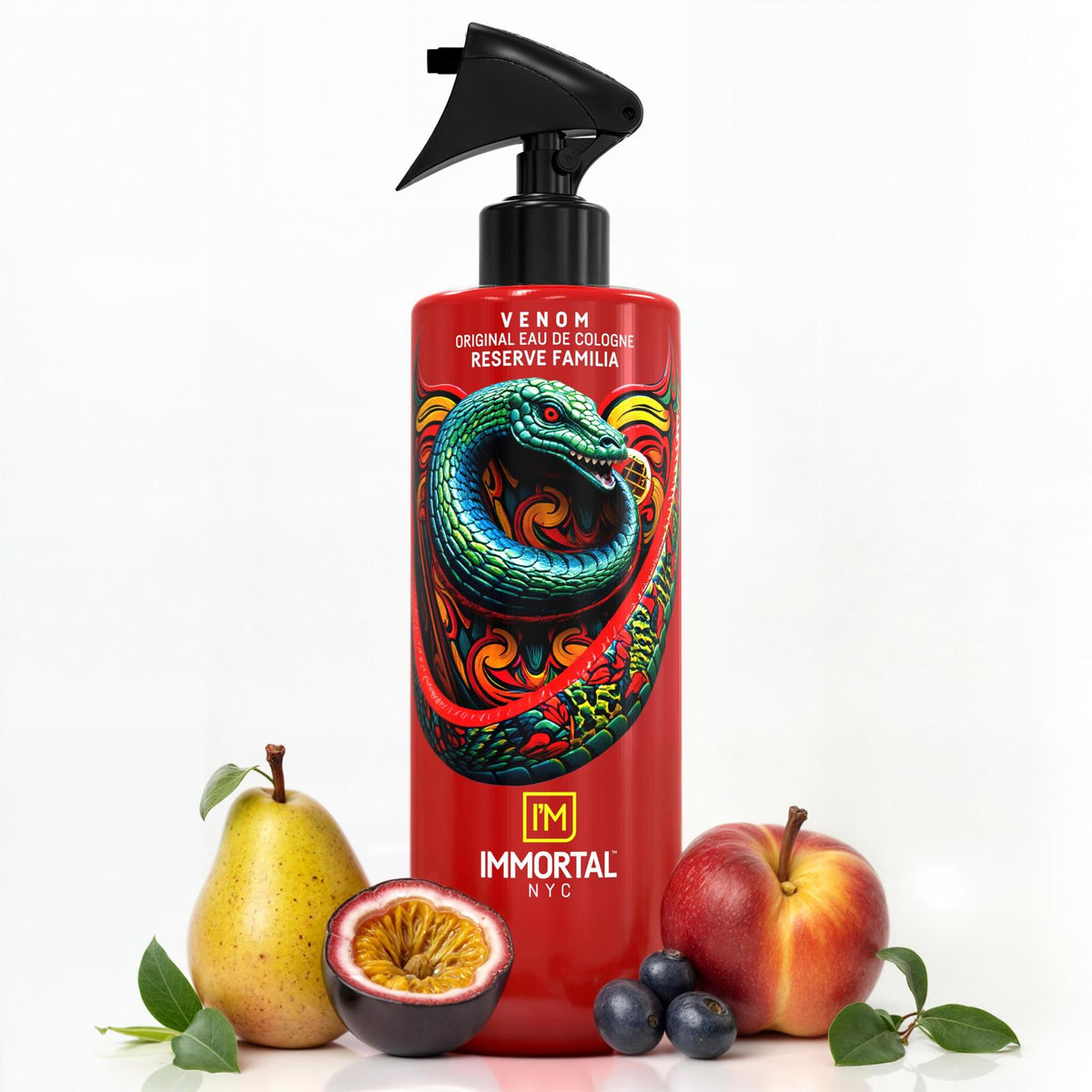 Immortal NYC Venom Reserve Familia Eau de Cologne 500ml red spray bottle