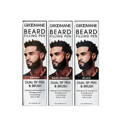 GROOMANE Pluma y Cepillo Impermeables de Doble Punta para Rellenar Barba