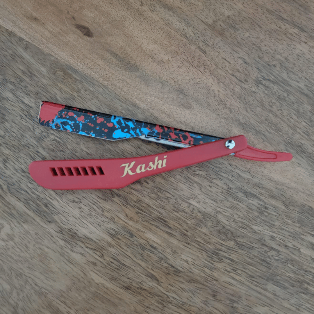 Kashi RR-130C Straight Razors Blade Red and print Color