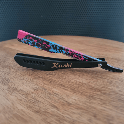 Kashi RB-130C Hoja de navaja de afeitar recta negra y con impresión Color