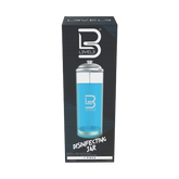 Box of a disinfected jar with blue liquid 