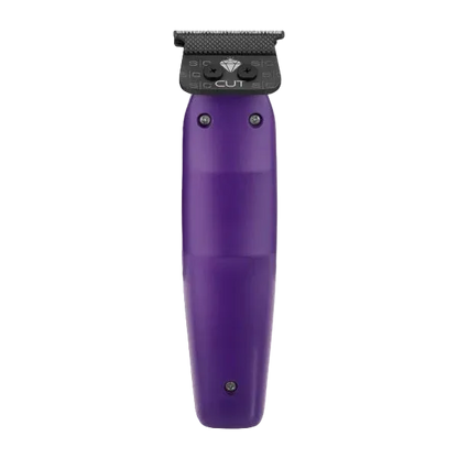 Purple grooming tool with black top on 