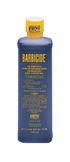 Barbicide bottle with blue label and yellow 