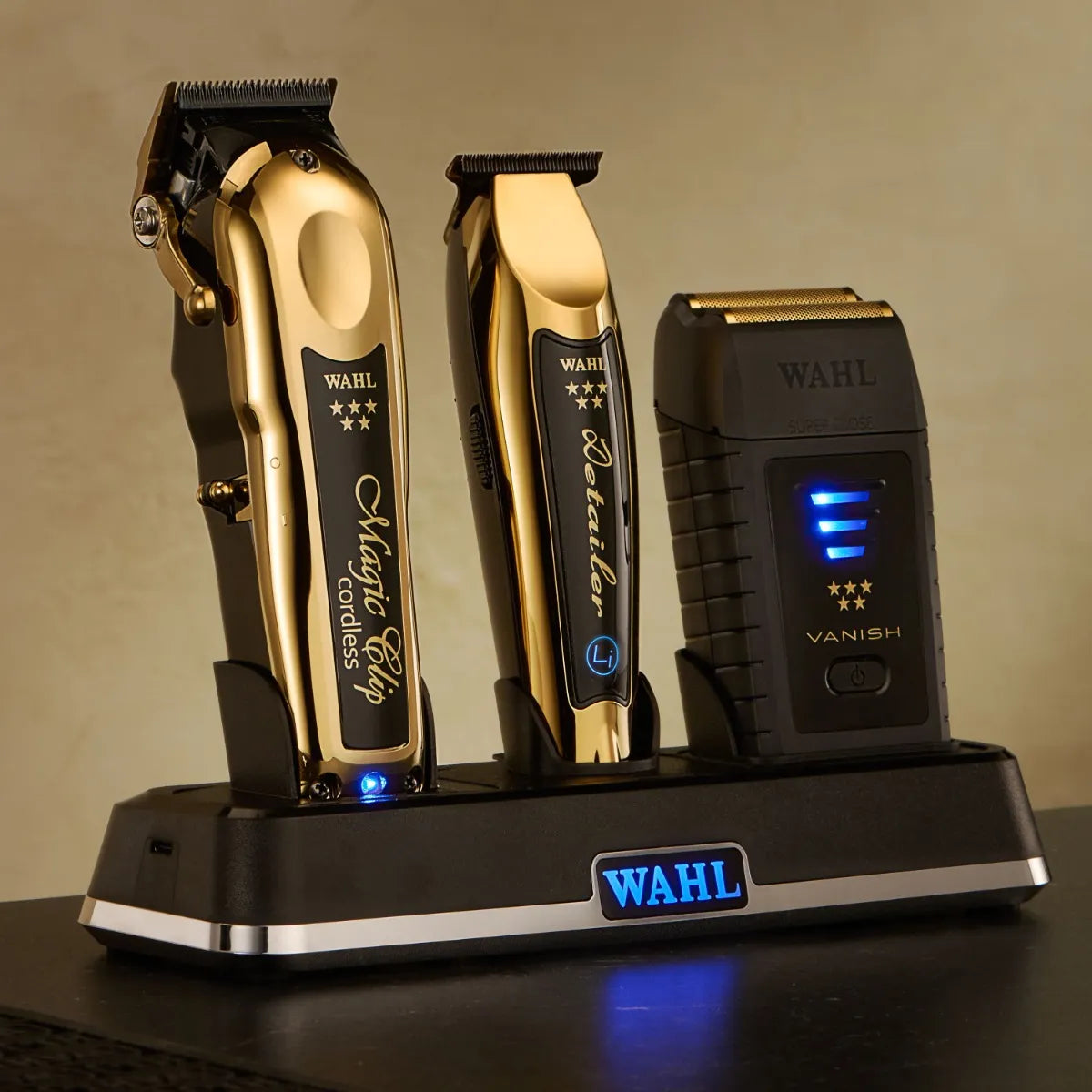 Wahl Gold Cordless Magic Clip, Gold Cordless Detailer Trimmer &amp;  Vanish Shaver  Special Combo