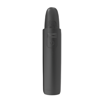 Front view of the Wahl Micro Power single-foil shaver with its protective cap on, slim black body and power button visible, isolated on a white background.