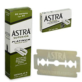 ASTRA Double Edge Blades (GREEN) feature a durable platinum coating for increased longevity and sharpness. Its special chromium-ceramic, polymer-coated blades are designed to offer a smooth, comfortable shave with consistent results. The blades also reduce skin irritation for a better grooming experience.