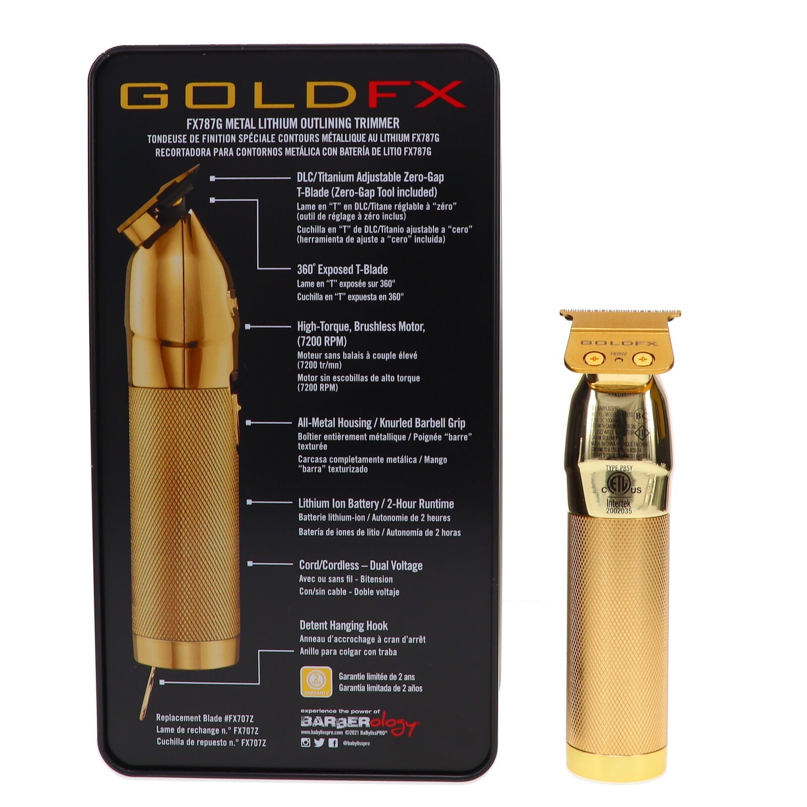 BaByliss Outlining Trimmer (FX787G) golden back box