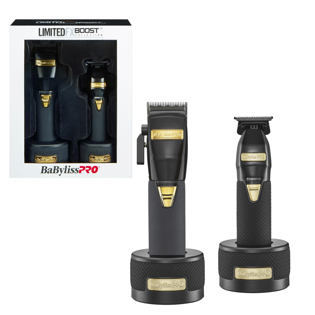 BaByliss PRO Black FX Boost+ Limited Edition Clipper &amp; Trimmer Set with Charging Base
