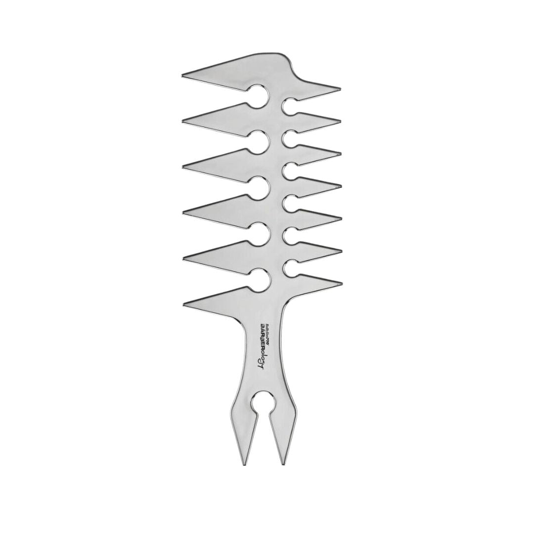 BabylissPRO Wide Tooth Styling Barber Silver color