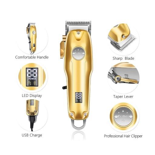 Kemei KM 1986 + PG Professional Cordless Hair Clipper | Trimmer 🔥 Gold Color, : KM-1986+PG 6955549319868