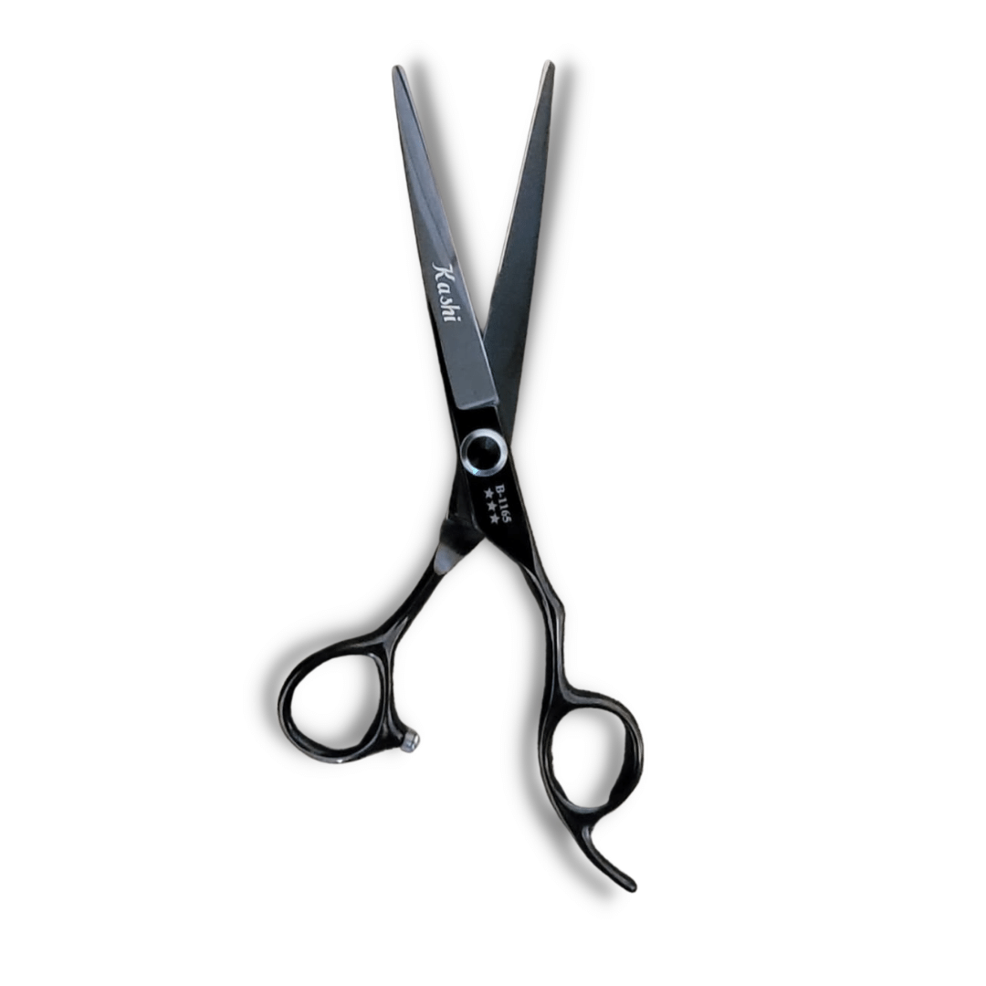 Kashi-B-1165-Professional-Shears-Hair-Cutting-Japanese-Steel-6.5-inch, with black jewely botton