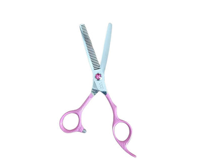 Tijeras profesionales de entresacar Kashi P-3430T de 6.5 pulgadas, color rosa, 30 dientes