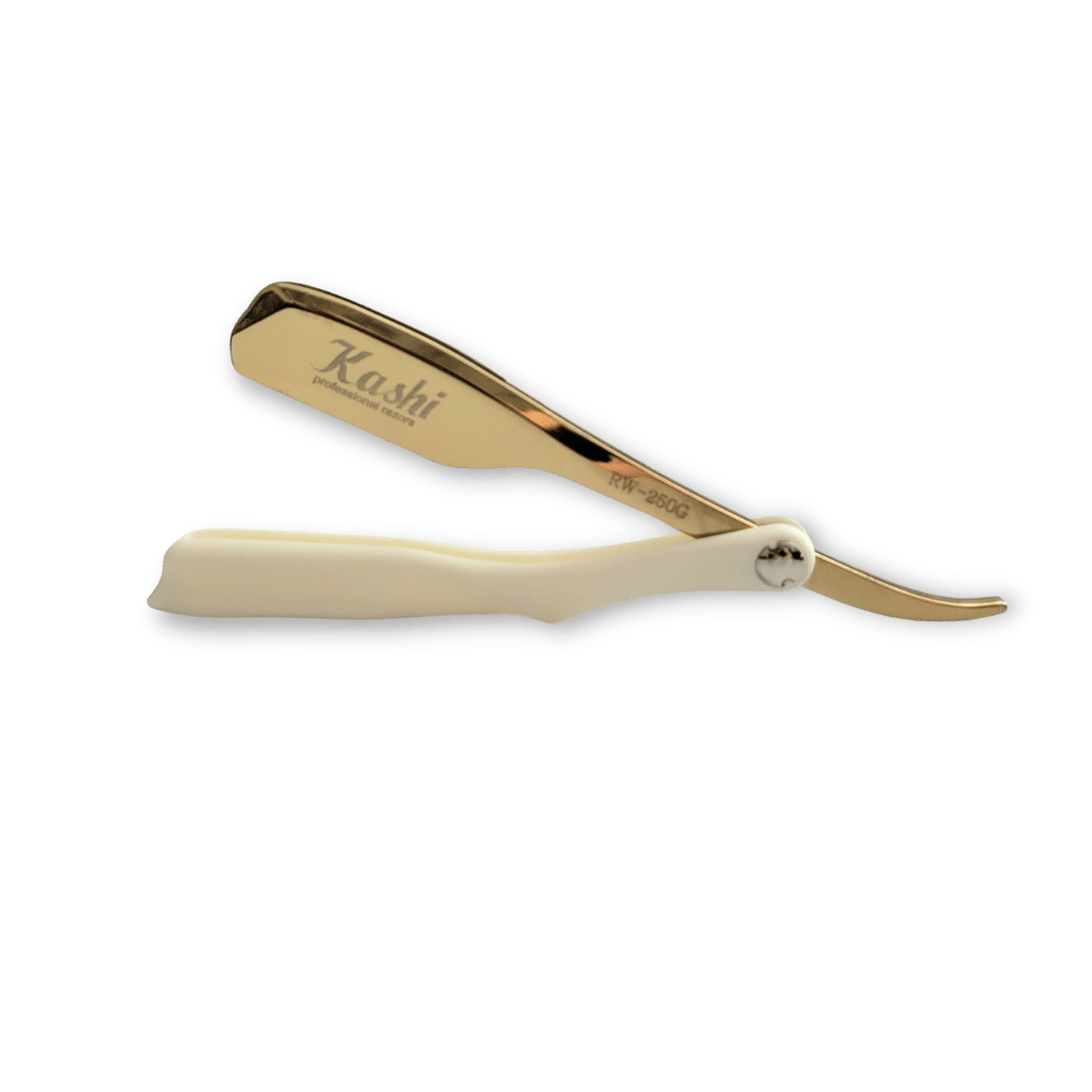 Kashi RW-250G Professional  Straight Razor for Barber Gold  and White color