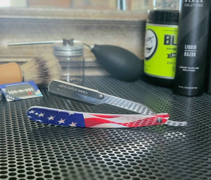 Kashi R-118US Professional  Straight Razors Blade American Flag Design