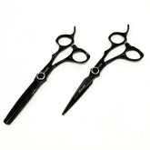 Kashi Professional  Shears, Hair Cutting 6 "and Thinning Shears 6" 30 teeth, Japanese Stainless Steel, Black Color