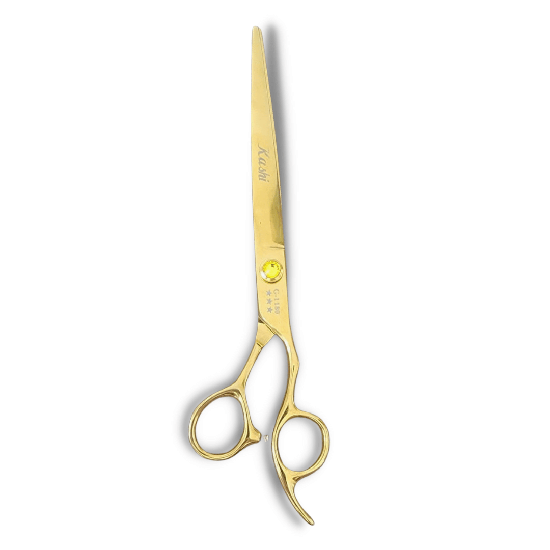 Tijeras de corte profesionales Kashi G-1180, acero japonés de 8 pulgadas color oro
