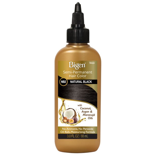 Bigen-NB2-Semi-Permanent-Hair-color-Natural Black- with Coconut,  Argan &amp; Maracuja oils 3.0 fl oz