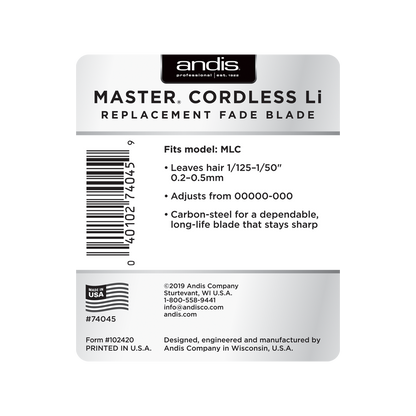 Andis Master Cordless Li Carbon-Steel Replacement Fade Blade