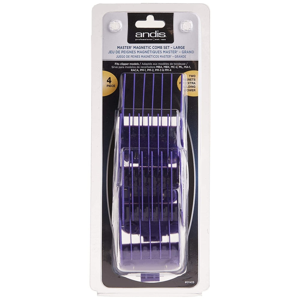 Andis Master Dual Magnet Large 4-Piece Comb Set - Purple